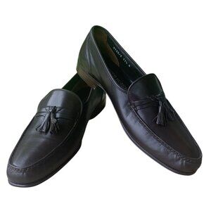 PETER HUBER Men's Brown Leather Dress Shoes w/ Tassels Loafers Slide On SZ 11.5N